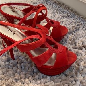 Great Condition Red Suede Strappy Heels Sandals